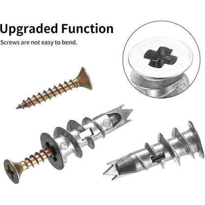 Set de dibluri metalice 146 autoforante M4 pentru gips-carton, cavitati si beton cu suruburi Incluse, pentru montaj rapid si fixare sigura pe pereti si structuri