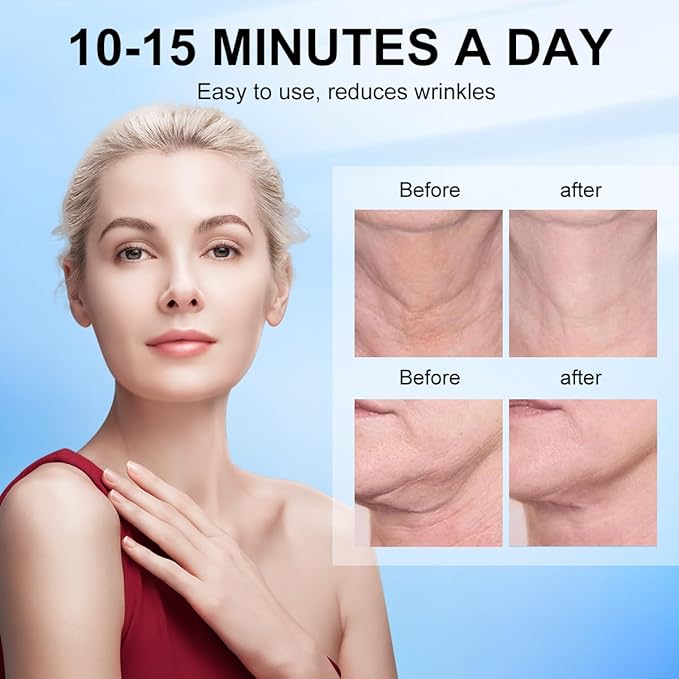 Dispozitiv masaj facial profesional cu 7 moduri LED, compresie incalzire si mod rece, cap de masaj curbat pentru fata, gat, frunte, dispozitiv lifting pentru reintinerirea pielii, reducerea ridurilor, tonifierea pielii