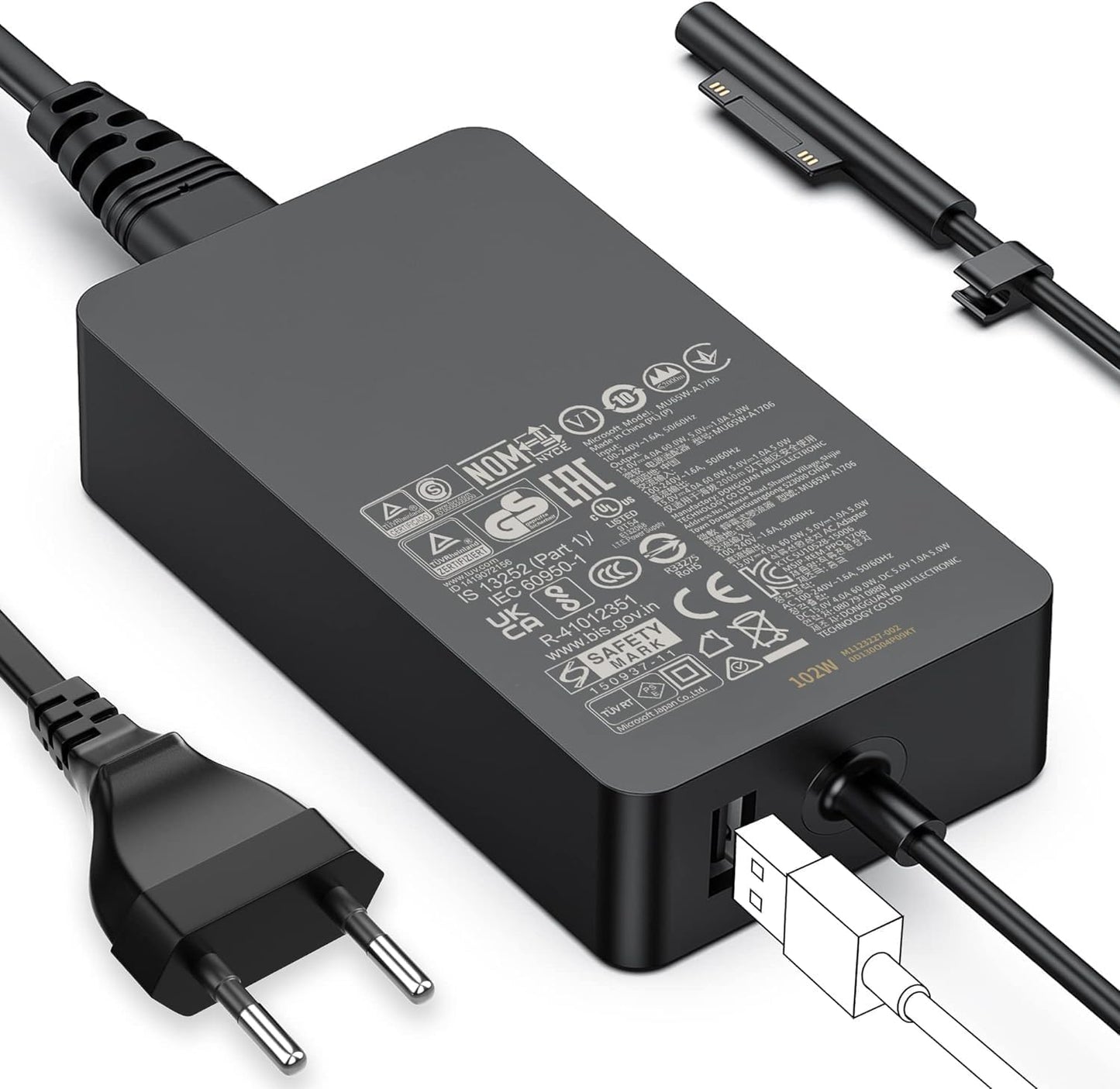 Incarcator tableta/laptop Surface Book 2, Surface 102W 15V 6.33A, sursa de alimentare Surface Book 2/1/3, Surface Laptop Studio 2/1, Surface Laptop/Surface Pro/Surface Go/Tableta, cu port USB