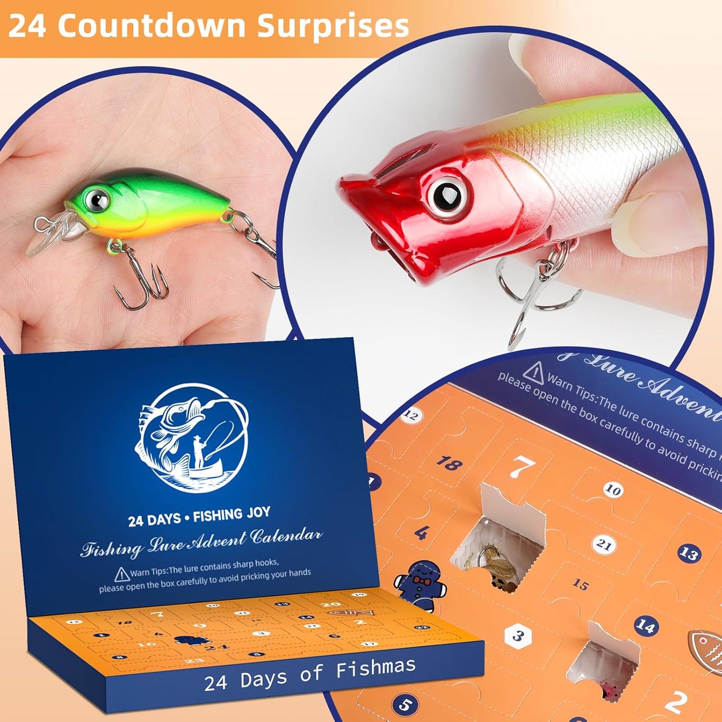 Set calendar advent momeli artificiale 24 piese, multicolor- Numaratoare inversa de Craciun 2025, 24 de Zile