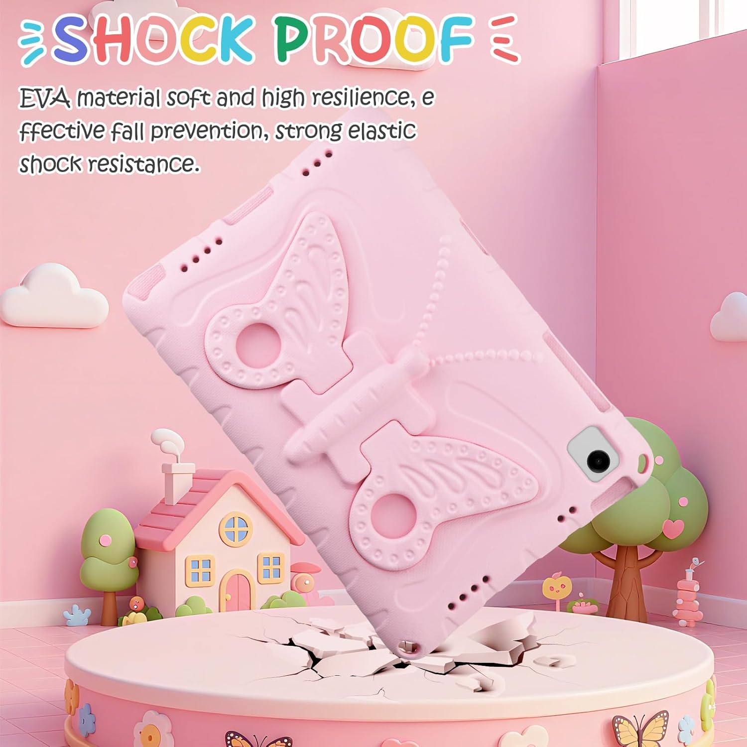 Husa pentru Samsung Galaxy Tab A9+ 11" (2023) – Protectie socuri, suport fluture si curea umar, roz