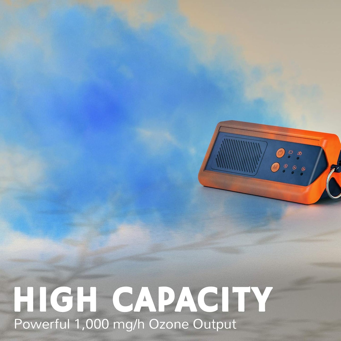 Generator de ozon portabil Airthereal PA1K-GO 1000mg/h, fara fir, cu baterie reincarcabila 3000mAh, 4 moduri functionare, eliminare mirosuri, bacterii si virusi, pentru masina, hotel, birou, baie, spatii pana la 46 mp, autonomie pana la 4-6h