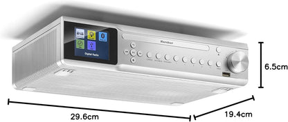 Radio de bucatarie, CD Player integrat, DAB+/FM, Bluetooth, afisaj color, ceas cu alarma, USB, memorie 30 posturi, telecomanda inclusa