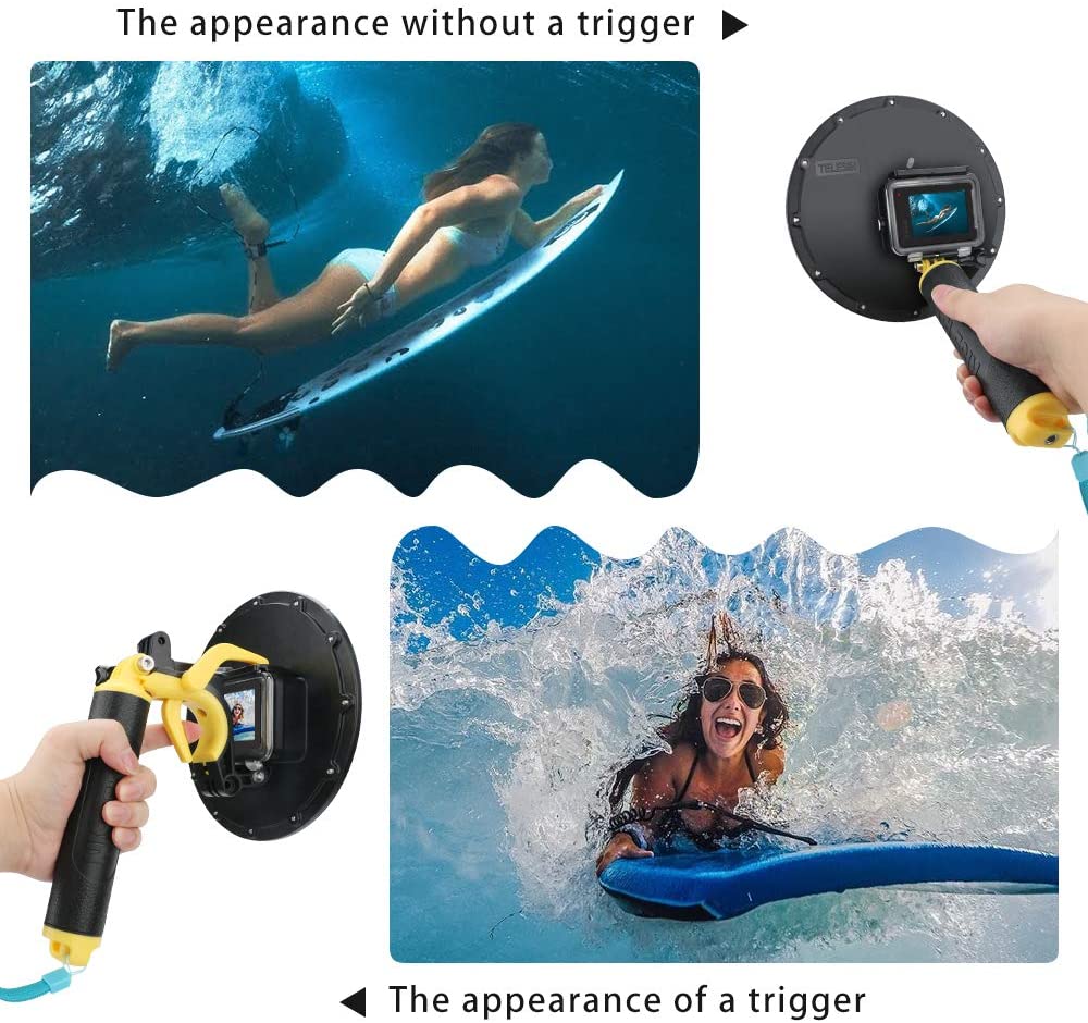Carcasa subacvatica dome pentru GoPro Hero 5, 6, 7, 2018, impermeabila, cu maner, dom cu grip