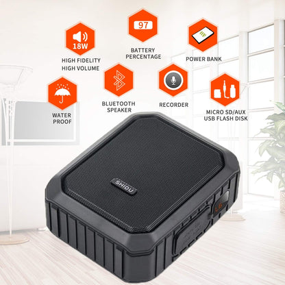 Amplificator vocal wireless SHIDU 18W, sistem PA portabil IPX5, Bluetooth 4.2, microfon UHF si casti reincarcabile, difuzor portabil pentru scoli, ghiduri turistice sau evenimente outdoor