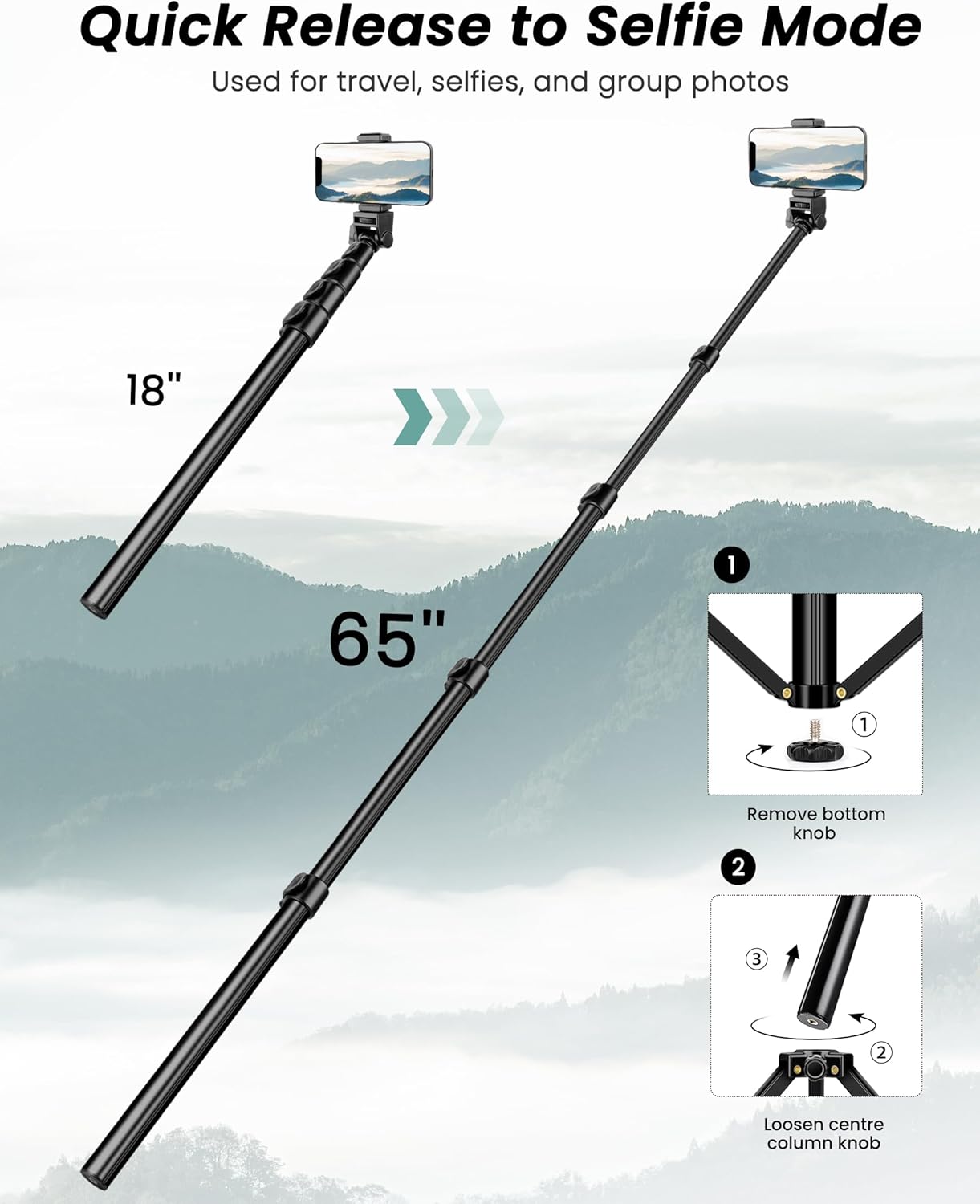 Trepied pentru telefon mobil si camera DSLR, inaltime 197 cm, trepied flexibil cu gat de lebada reglabil 25 cm, aluminiu robust, cap inclinabil 180°, telecomanda Bluetooth pentru selfie si filmari, suport pentru Vlogging, fotografie, streaming si YouTube
