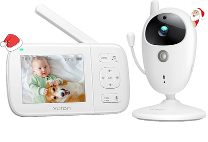 Set baby monitor Wireless, cu camera, afisaj 3.5 inch, acumulator 1200 mAh, mod VOX, nightvision, alarma, comunicare bidirectionala, monitorizare temperaturii, 8 cantece de leagan, monitorizare bebelus, alb