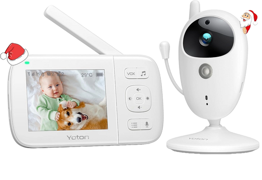 Set baby monitor Wireless, cu camera, afisaj 3.5 inch, acumulator 1200 mAh, mod VOX, nightvision, alarma, comunicare bidirectionala, monitorizare temperaturii, 8 cantece de leagan, monitorizare bebelus, alb