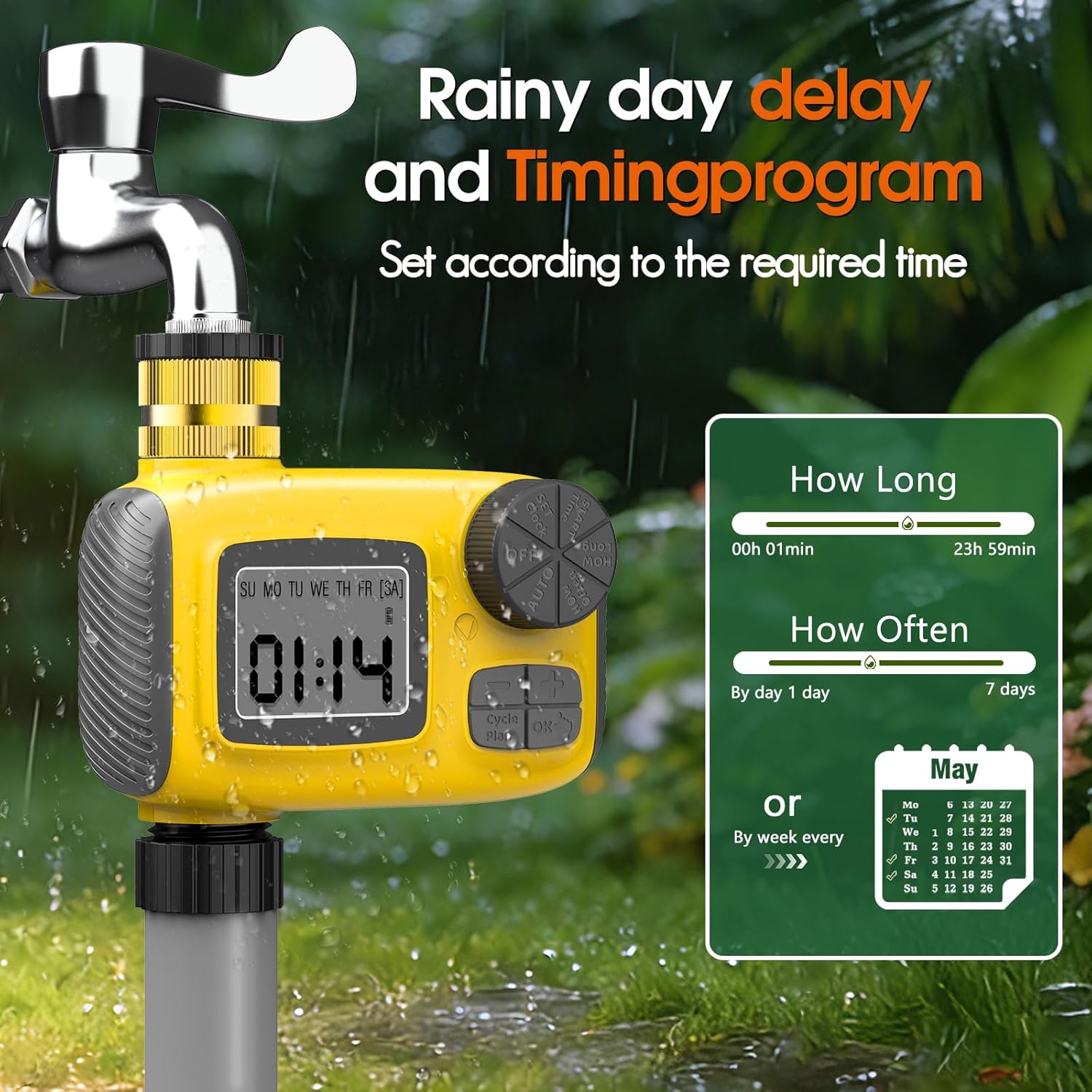 Sistem automat de irigare prin picurare 30m cu temporizator programabil, kit complet udare 20 plante, 20 duze reglabile 360° din alama, 3 moduri picurare/pulverizare/dus, economie apa 70%, instalare rapida fara unelte, pentru gradina, sera si ghiveci