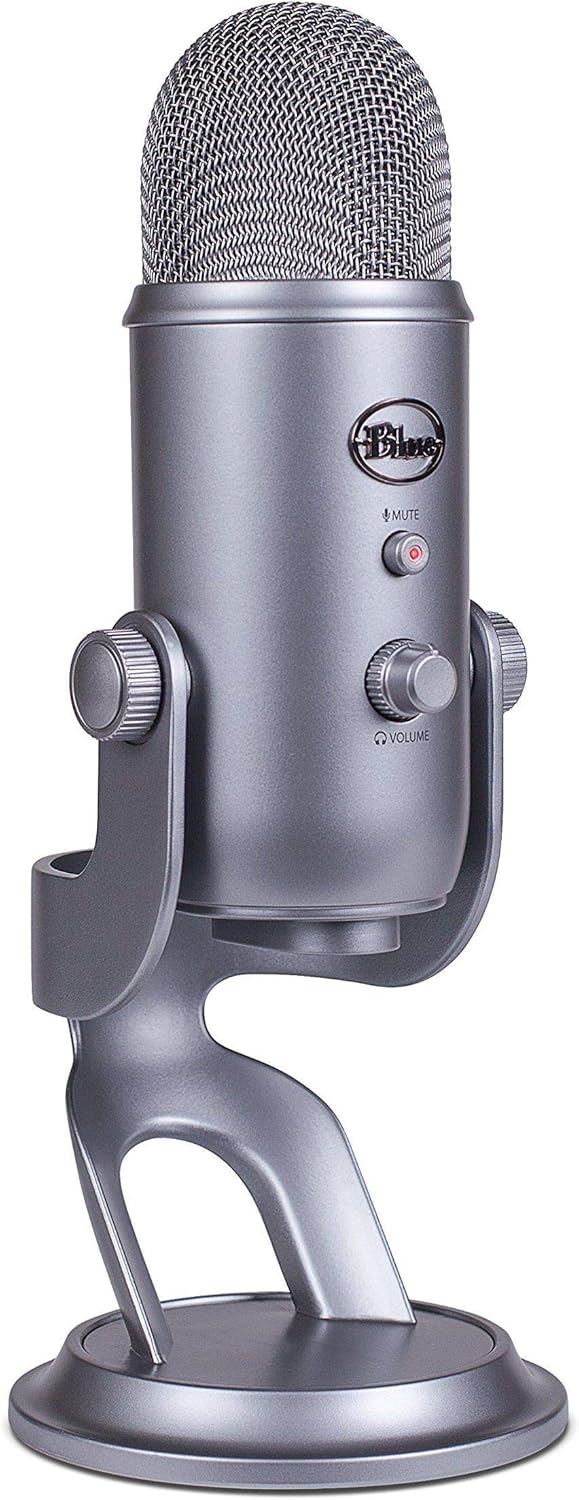 Microfon Profesional Blue Yeti USB, PC & Mac, Gaming, Podcast, Streaming, Recording, Multi-Pattern, Silver