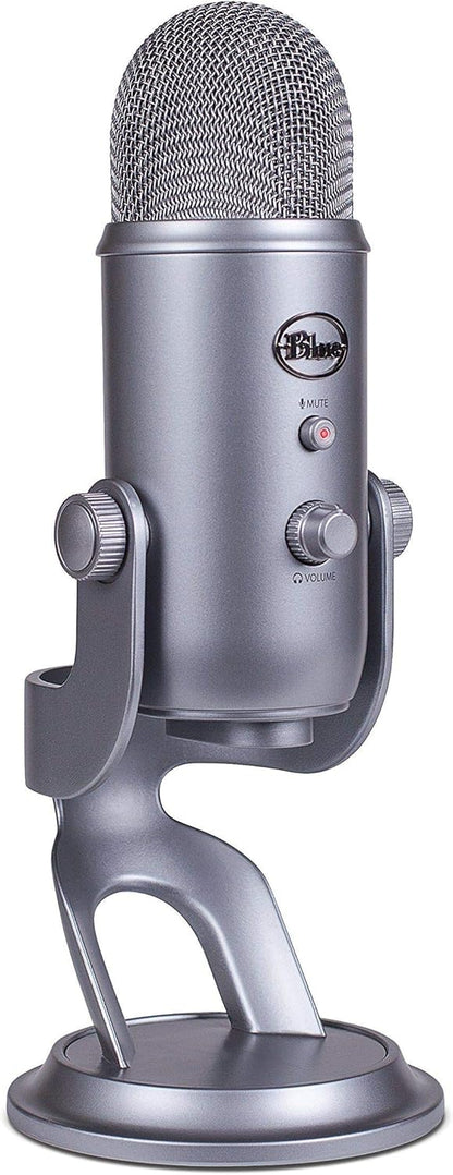 Microfon Profesional Blue Yeti USB, PC & Mac, Gaming, Podcast, Streaming, Recording, Multi-Pattern, Silver