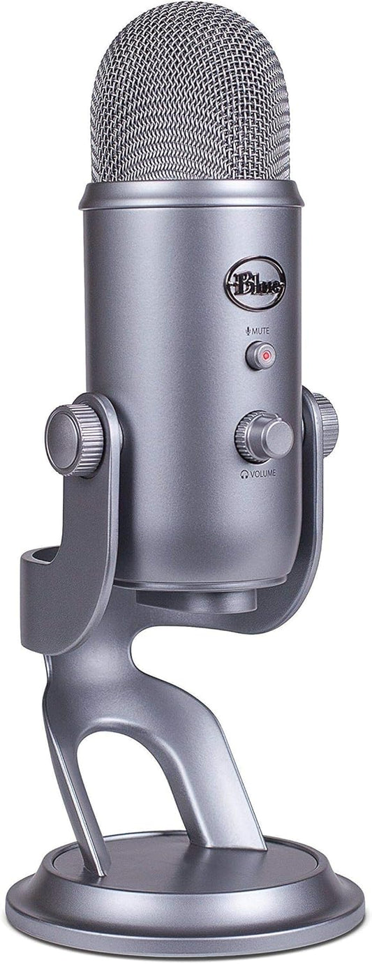 Microfon Profesional Blue Yeti USB, PC & Mac, Gaming, Podcast, Streaming, Recording, Multi-Pattern, Silver