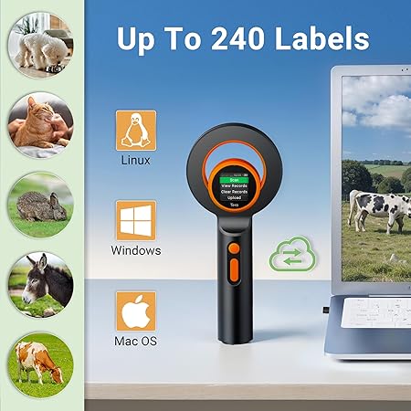 Cititor cipuri animale portabil, conexiune 3 in 1, suporta tehnologie ID64 FRID, EMID si FDX-B, ISO11784/85, ecran 1,44 inch, reincarcabil cu acumulator 1800 mAh, viteza de detectie mare, scanner RFID pentru caini, pisici si crotalii ureche