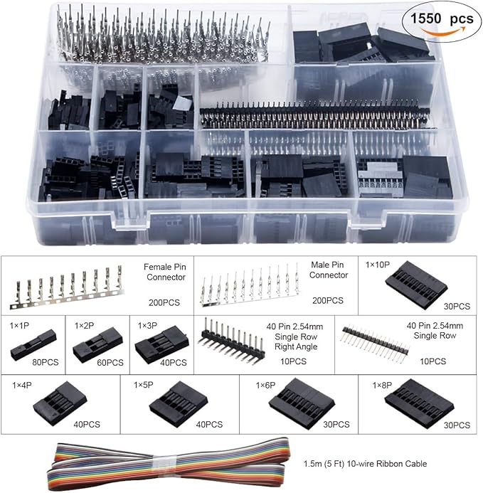 Set cleste de sertizare cu 1550 conectori dupont si 460 conectori mama/tata, cablu IDC de 1, 5 m (5 picioare), 0, 1-1 mm², KF2510, pentru ATX, EPS, PCIE si SATA