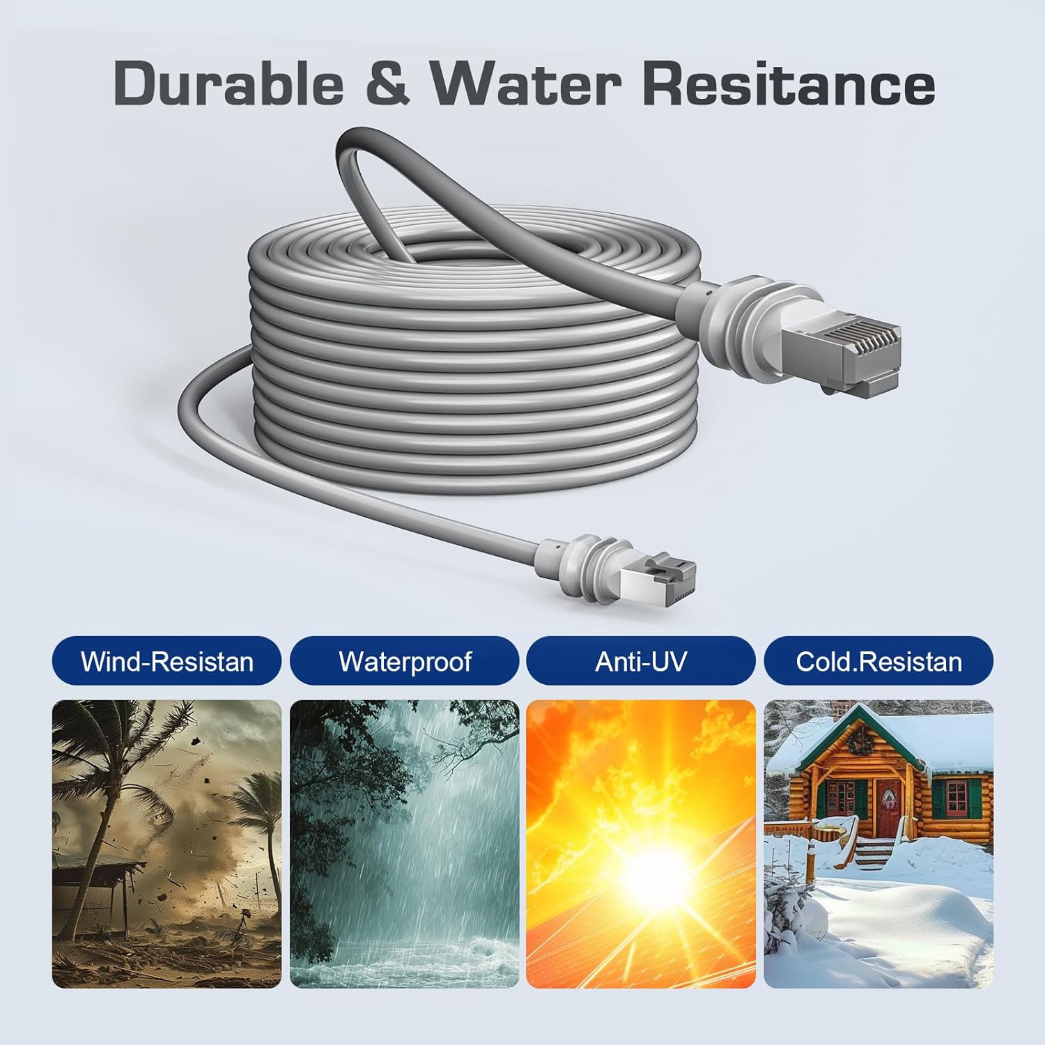 Cablu de retea Starlink Gen 3, 15 metri, cablu Ethernet impermeabil, compatibil cu Starlink Standard Actuated Gen 3 si Satellite V3, ideal ca inlocuitor sau prelungitor pentru instalari exterioare