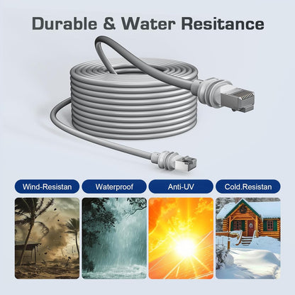 Cablu de retea Starlink Gen 3, 15 metri, cablu Ethernet impermeabil, compatibil cu Starlink Standard Actuated Gen 3 si Satellite V3, ideal ca inlocuitor sau prelungitor pentru instalari exterioare