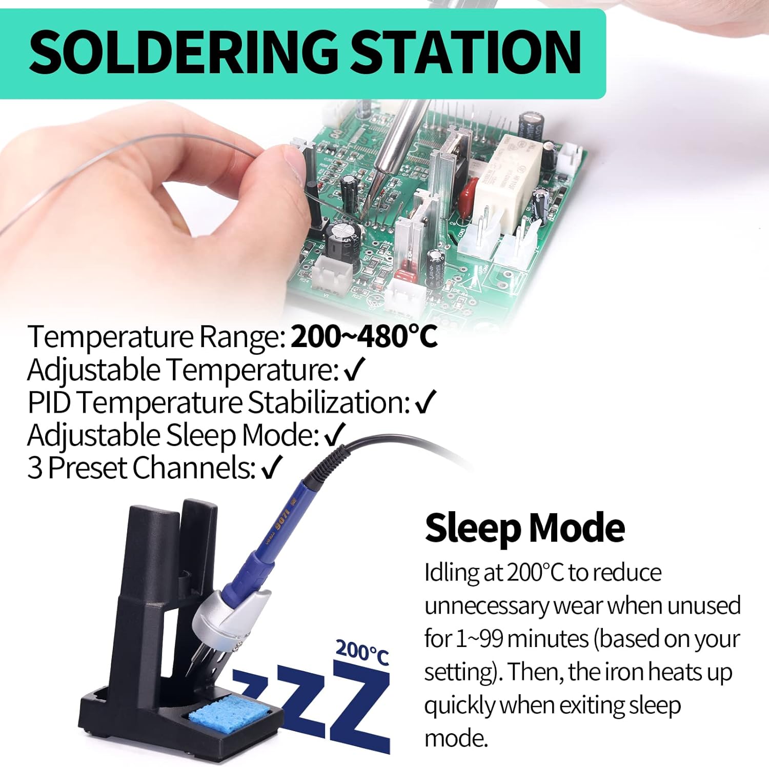 Statie de lipit si dezlipit 3 in 1 cu sursa de laborator reglabila 0-30V 0-5A, cu afisaj LCD, letcon, aer cald, temperatura reglabila, port USB, 3 canale memorie, multifunctionala