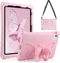 Husa pentru iPad 11" (A16/A10) – Protectie socuri, suport fluture si curea de umar, roz, pentru copii si adolescenti