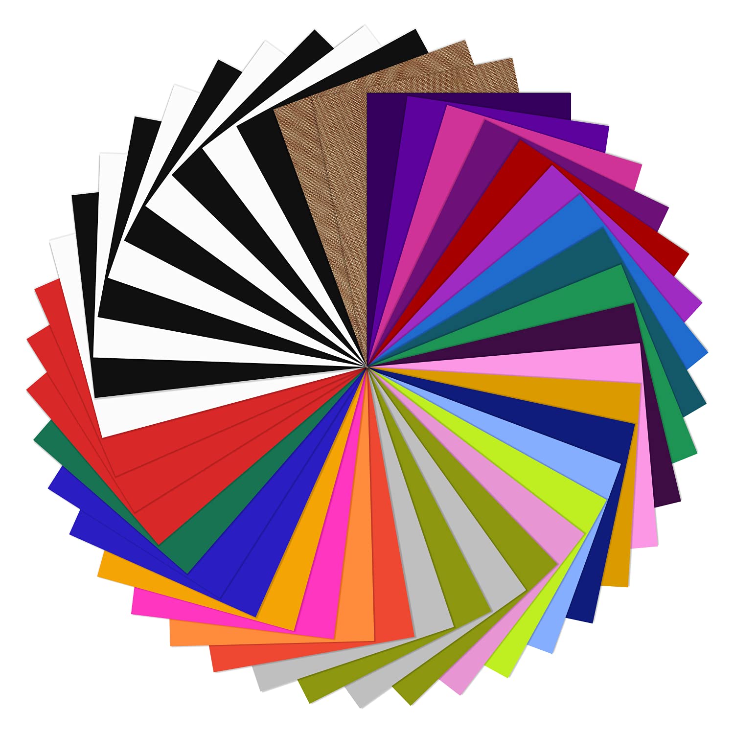 Set 40 foi vinil transfer termic, film pentru plotter, 30, 5 cm x 25, 4 cm, multicolor, pentru tricouri si tesaturi, cu 2 bucati teflon