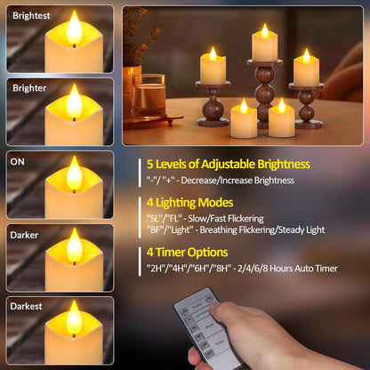 Set 12 lumanari LED reincarcabile cu statie de incarcare si telecomanda, efect de flacara, temporizator, 4 moduri luminare, 5 niveluri luminozitate, pentru Halloween, Craciun, nunta, petrecere