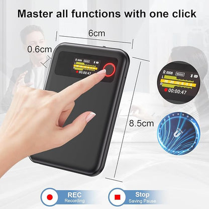 Reportofon cu traducator cu Chat GPT, inteligenta AI, 64 GB, 104 limbi, accepta rezumat, Bluetooth, prin aplicatie, microfon incorporat, sunet stereo, reducere a zgomotului, compatibil Android, iOS, Mac, Windows