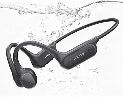 Casti Wireless Doogee Bone Sound, Bluetooth 5.4, IP68, 32GB, MP3 integrat, Open-Ear, mod dublu Bluetooth/MP3, pentru ciclism, fitness sau inot, gri inchis