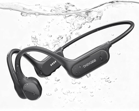 Casti Wireless Doogee Bone Sound, Bluetooth 5.4, IP68, 32GB, MP3 integrat, Open-Ear, mod dublu Bluetooth/MP3, pentru ciclism, fitness sau inot, gri inchis