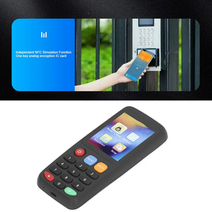 Set copiator si cititor RFID, NFC, 1 x Adaptor OTG, cu 5 x carduri, 5 x Breloc UID programabile, cu 7 frecvente programabile, 13,56 MHz, 125 KHz, 175 KHz, 250 KHz, 300 KHz, 375 KHz, 500 KHz, ecran LCD, negru