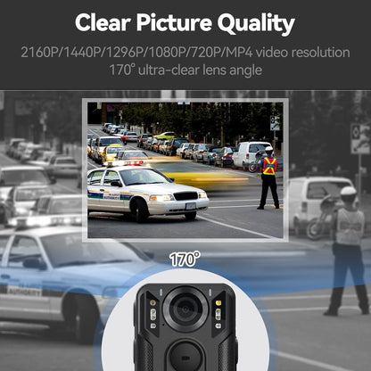 Camera video corporala, Bodycam 4K cu GPS, Nightvision, inregistrare in bucla, display, portabila, unghi larg 170°, 128 GB memorie, cu ventuza pentru masina si clema de haina