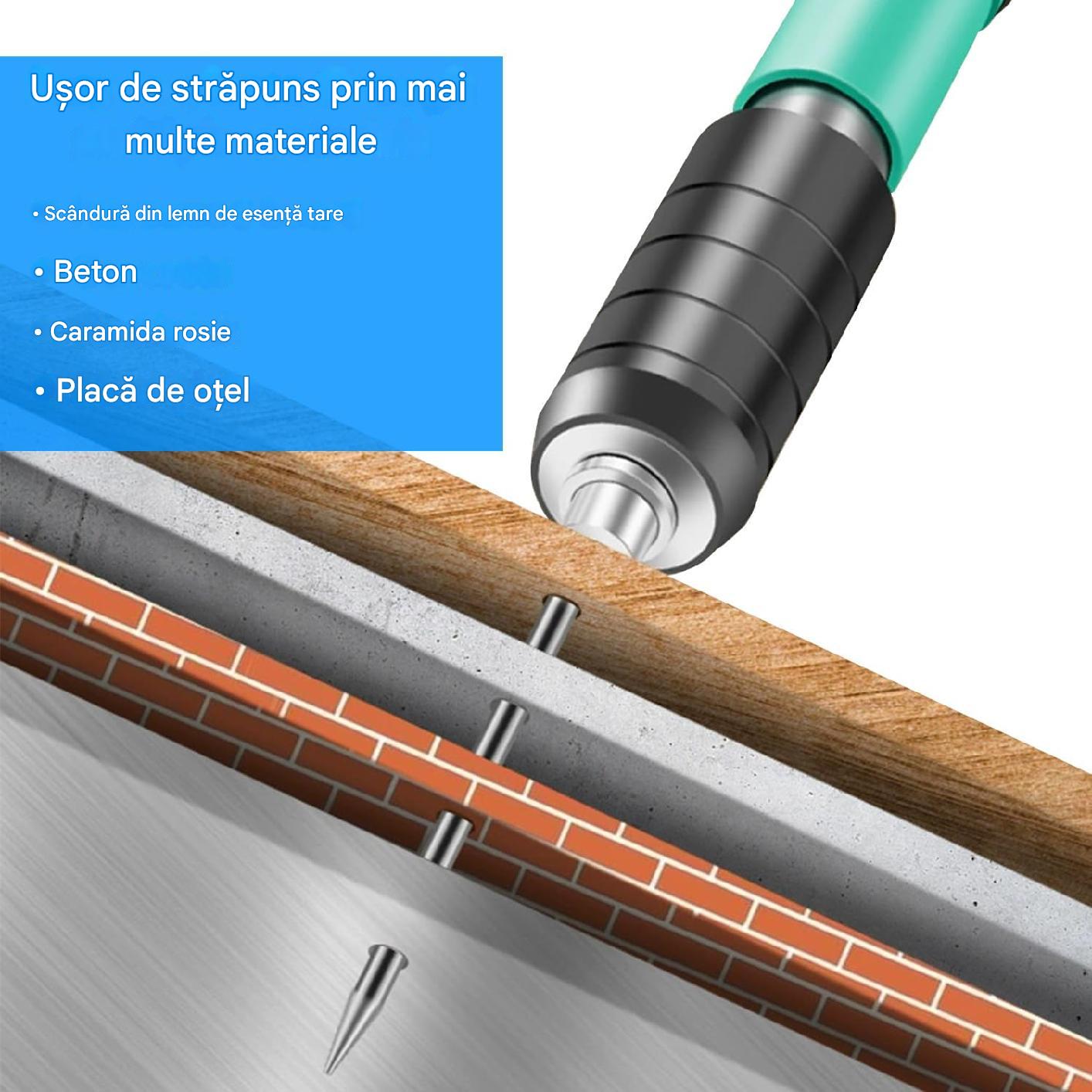 Set de 100 cuie rotunde bolturi pentru pistol manual cu piulita , de 7.3 mm, durabile, rezistente la rugina, pentru beton, lemn, caramida, tavane, pereti, pardoseli