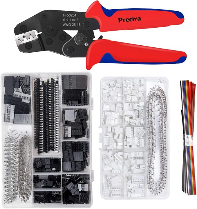 Set cleste de sertizare cu 1550 conectori dupont si 460 conectori mama/tata, cablu IDC de 1, 5 m (5 picioare), 0, 1-1 mm², KF2510, pentru ATX, EPS, PCIE si SATA