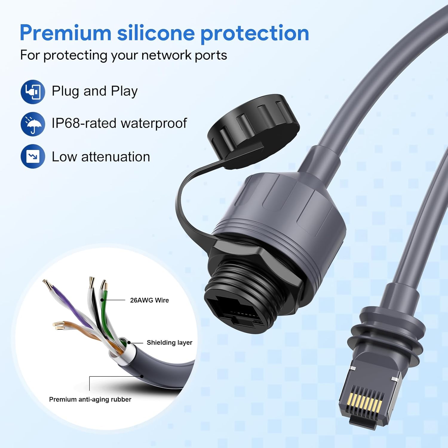 Adaptor Ethernet XLTTYWL pentru Starlink Gen 3 / Mini, RJ45, cuplaj extensie si reparatie, IP67 impermeabil, compatibil Starlink V3 Dishy, conectori lipire, pentru exterior si interior