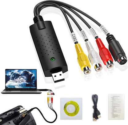 Convertor VHS Digital USB – Placa de captura video/audio pentru Windows 11/10/8, ideal pentru casete VHS, camere si DVR