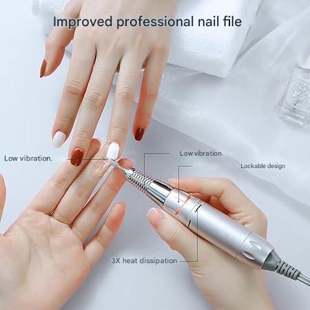 Freza de unghii 12 in 1 fara fir, pentru unghii cu gel, 35000 RPM, cu acumulator de 4000 mAh, blocare biti, afisaj LED, set profesional pentru manichiura si pedichiura