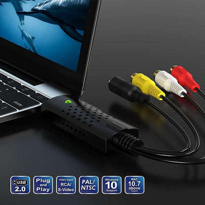 Convertor VHS Digital USB – Placa de captura video/audio pentru Windows 11/10/8, ideal pentru casete VHS, camere si DVR