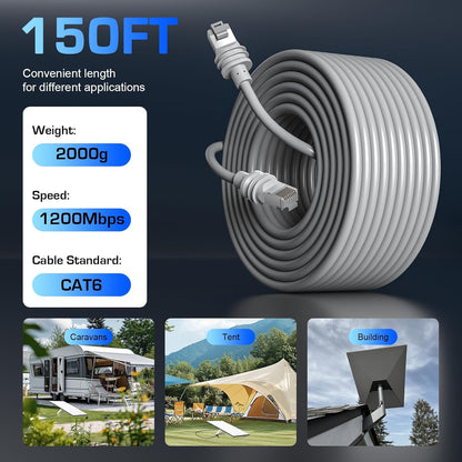 Cablu de retea Starlink Gen 3, 30 metri, cablu Ethernet RJ45 impermeabil, compatibil Starlink Standard Actuated Gen 3 si Satellite V3, cablu de inlocuire sau prelungitor pentru instalari exterioare si interioare, transmisie stabila de date