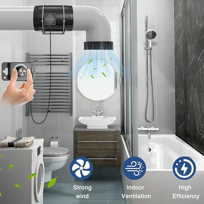 Ventilator evacuare aer 200 mm, 935 m³/h, 2300 rpm, 70 W, zgomot 42 dB, pentru instalatii de interior, agricultura verticala, uscare comerciala si filtrare a aerului