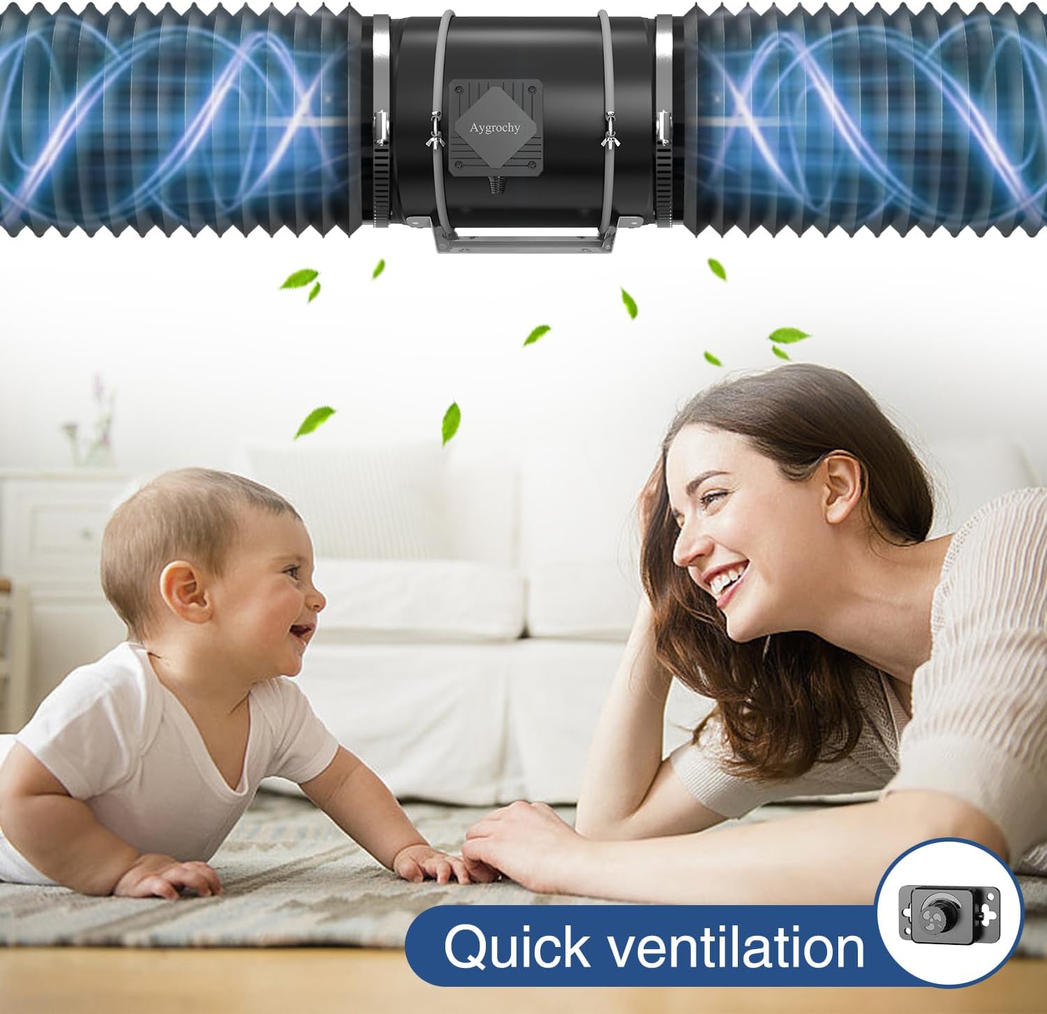 Ventilator evacuare aer 200 mm, 935 m³/h, 2300 rpm, 70 W, zgomot 42 dB, pentru instalatii de interior, agricultura verticala, uscare comerciala si filtrare a aerului