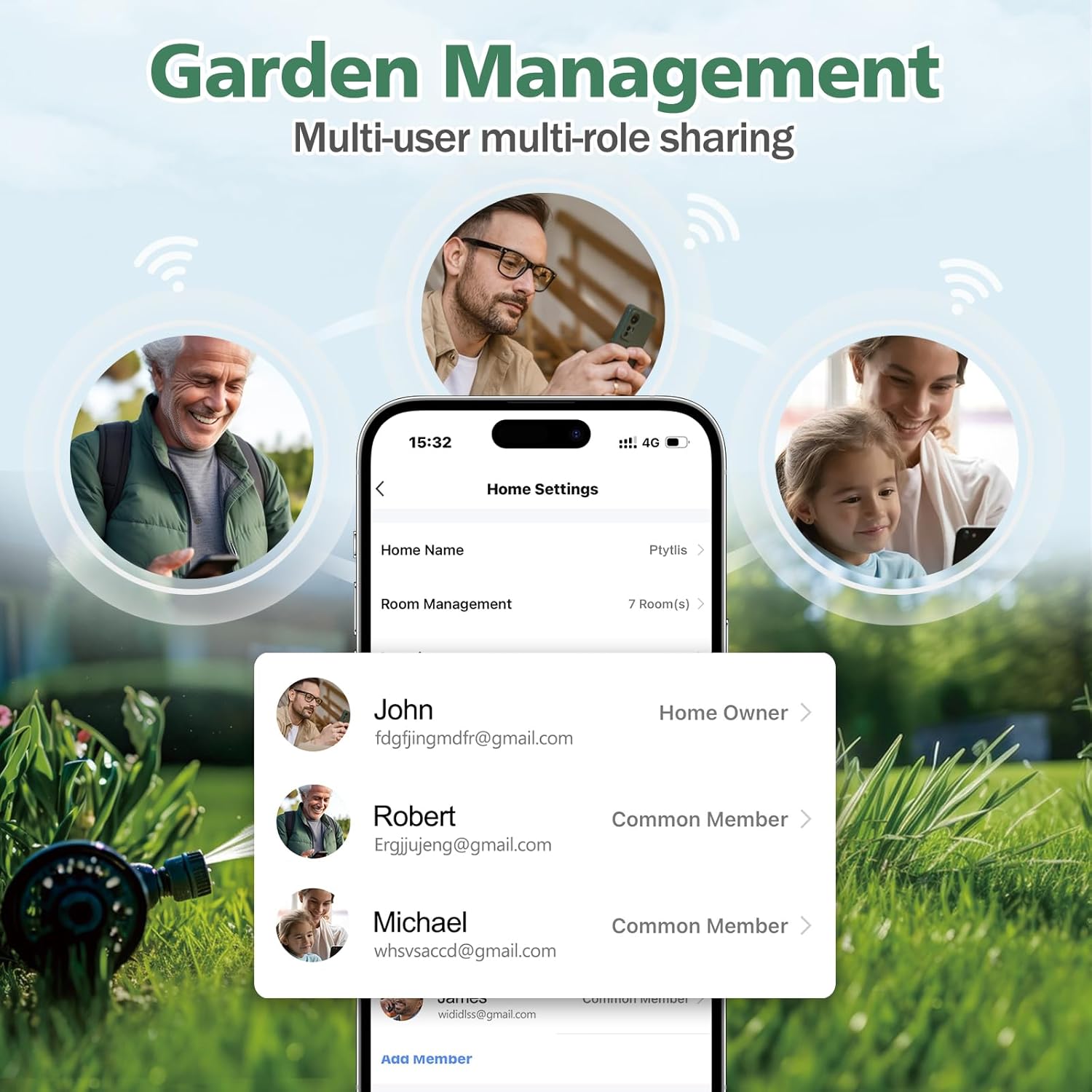 Programator irigare/udare Smart, Bluetooth, WiFi, control prin aplicatie, 2 zone, 2 moduri si 2 optiuni de frecventa, 12 programe irigare, amanare in caz de ploaie, compatibil Android si iOS, pentru gradina, gazon, peluza