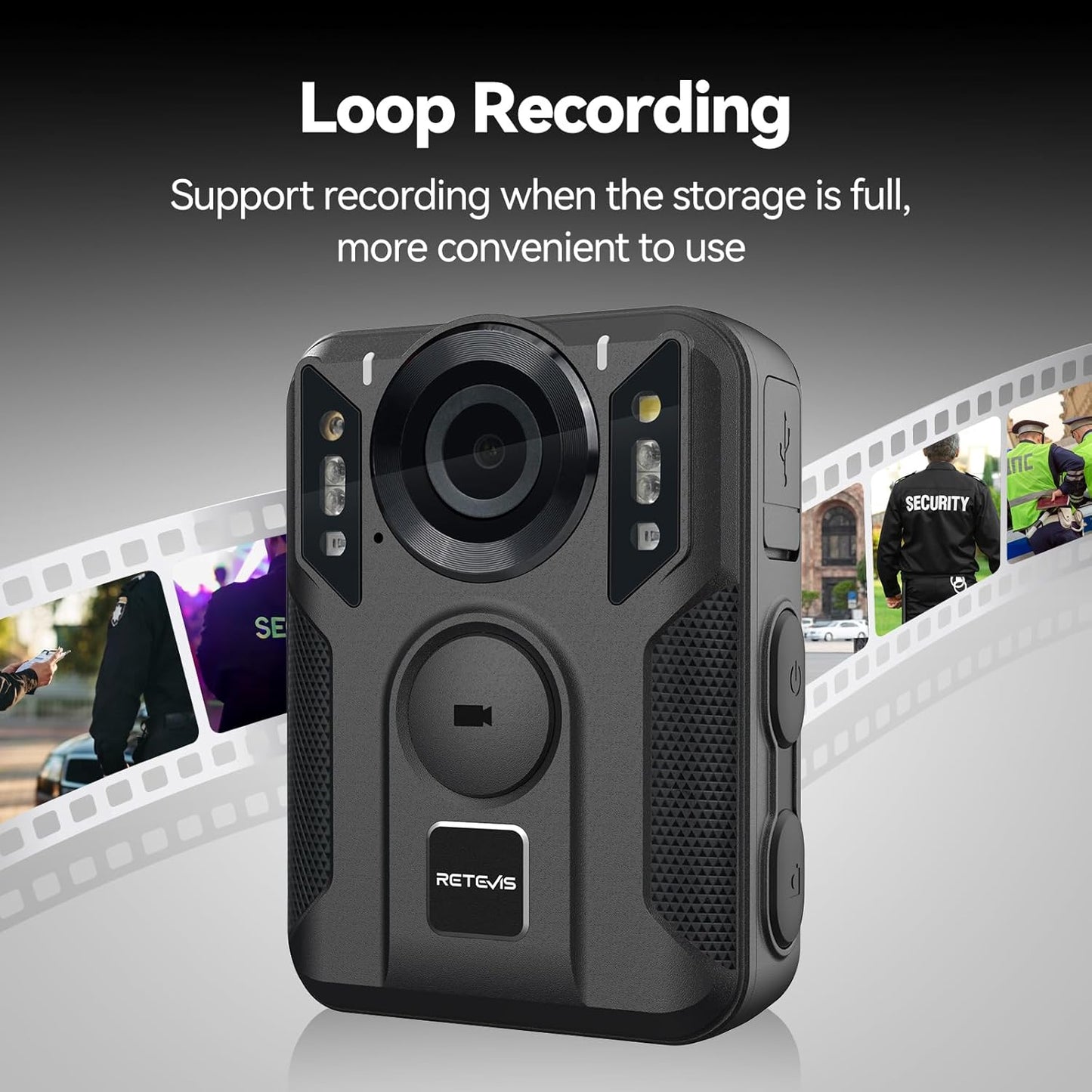 Camera video corporala, Bodycam 4K cu GPS, Nightvision, inregistrare in bucla, display, portabila, unghi larg 170°, 128 GB memorie, cu ventuza pentru masina si clema de haina