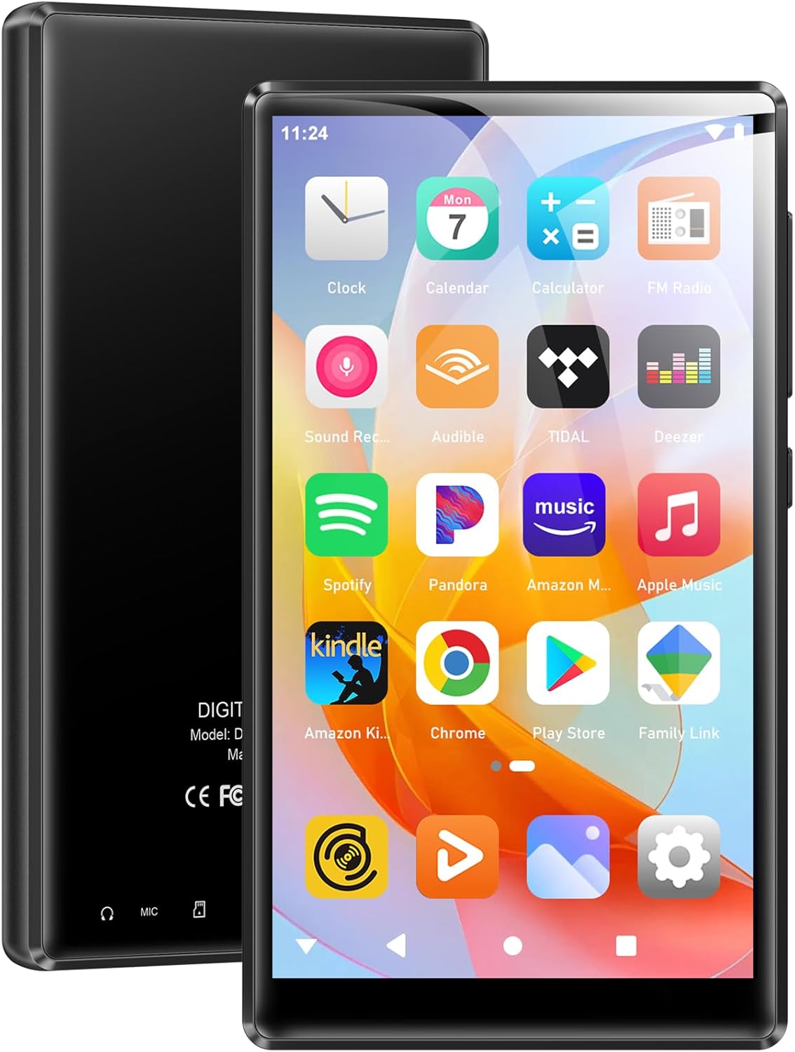 Player MP3/MP4 SWOFY D26, 96GB (32GB + 64GB SD), Android 13, WiFi & Bluetooth 5.0, ecran tactil HD 5”, Spotify/Amazon Music, Radio FM, autonomie 60h, control parental, negru