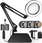 Lampa cosmetica LED cu brat si lupa, marire 5-8X, 2 in 1 cu baza si clema, 3 moduri iluminare, pentru machiaj, manichiura, tatuaje