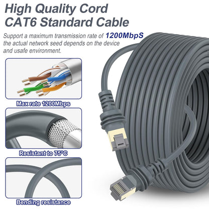 Cablu retea pentru Starlink Gen 3, de 46 m, compatibil Starlink Standard Actuated / Satellite V3, RJ45 Cat6, 1200 Mbps, impermeabil, pentru interior/exterior, gri
