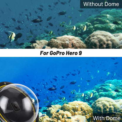 Carcasa tip dome compatibil cu GoPro Hero 9 Black, impermeabila, pentru sport acvatic, scufundari, snorkeling, cu unghi larg de actiune