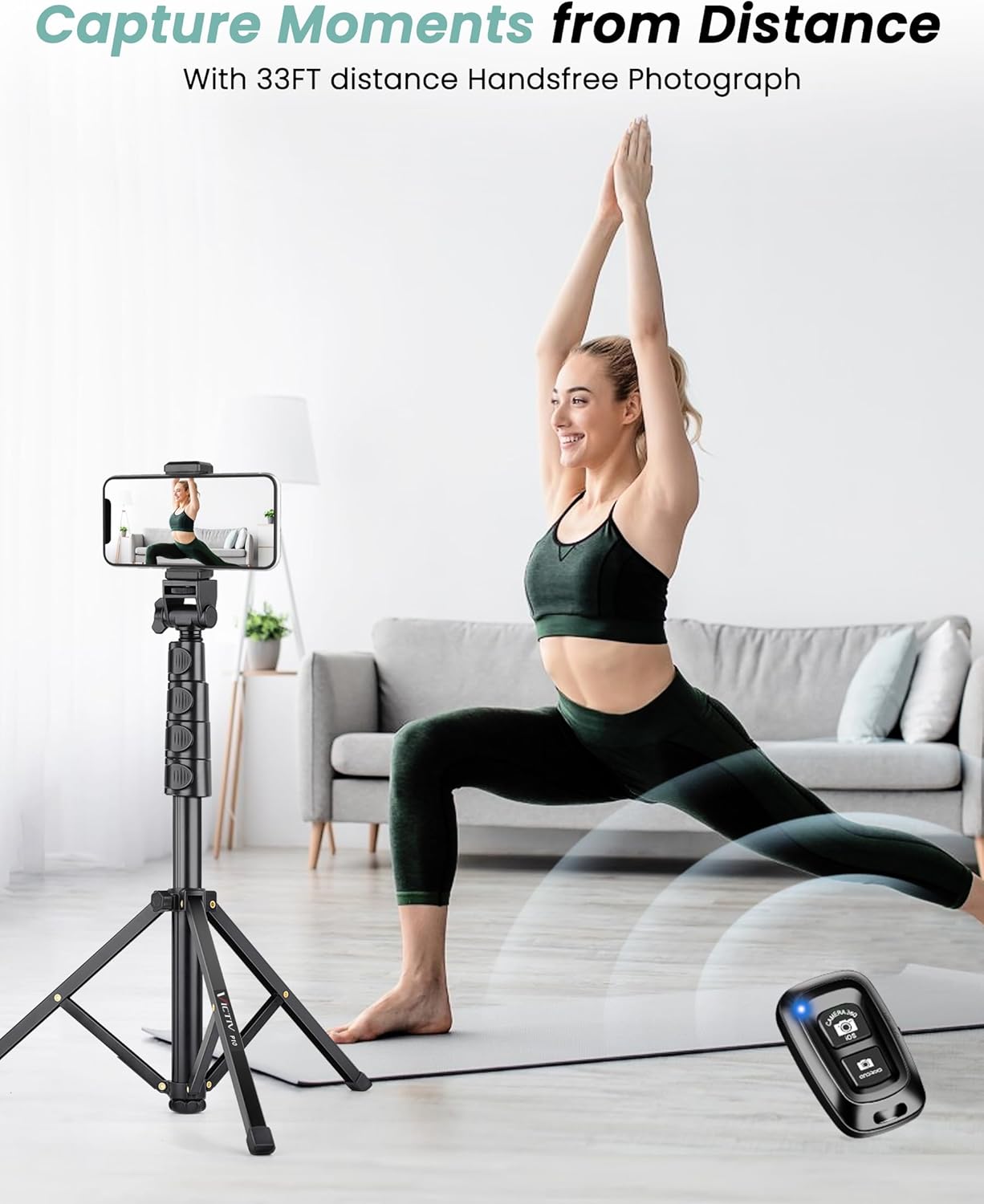 Trepied pentru telefon mobil si camera DSLR, inaltime 197 cm, trepied flexibil cu gat de lebada reglabil 25 cm, aluminiu robust, cap inclinabil 180°, telecomanda Bluetooth pentru selfie si filmari, suport pentru Vlogging, fotografie, streaming si YouTube