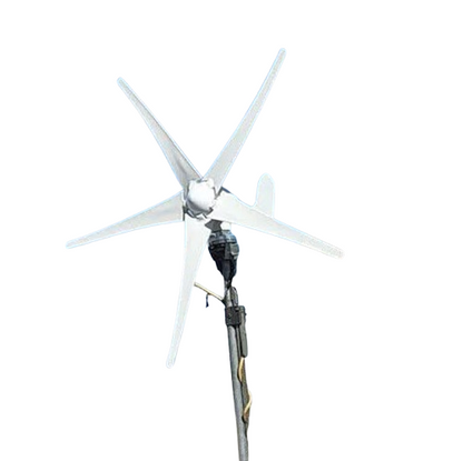 Kit turbina eoliana, 500 W, 12 V/24 V, cu controler MPPT, cu 5 lame, diametru 1, 19 m, generator trifazat pentru rulota, barca, casa, alb