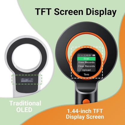 Cititor cipuri animale portabil, conexiune 3 in 1, suporta tehnologie ID64 FRID, EMID si FDX-B, ISO11784/85, ecran 1,44 inch, reincarcabil cu acumulator 1800 mAh, viteza de detectie mare, scanner RFID pentru caini, pisici si crotalii ureche