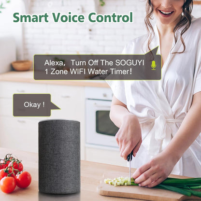 Programator irigare/udare Smart, Bluetooth, WiFi, control prin aplicatie, 2 zone, 2 moduri si 2 optiuni de frecventa, 12 programe irigare, amanare in caz de ploaie, compatibil Android si iOS, pentru gradina, gazon, peluza