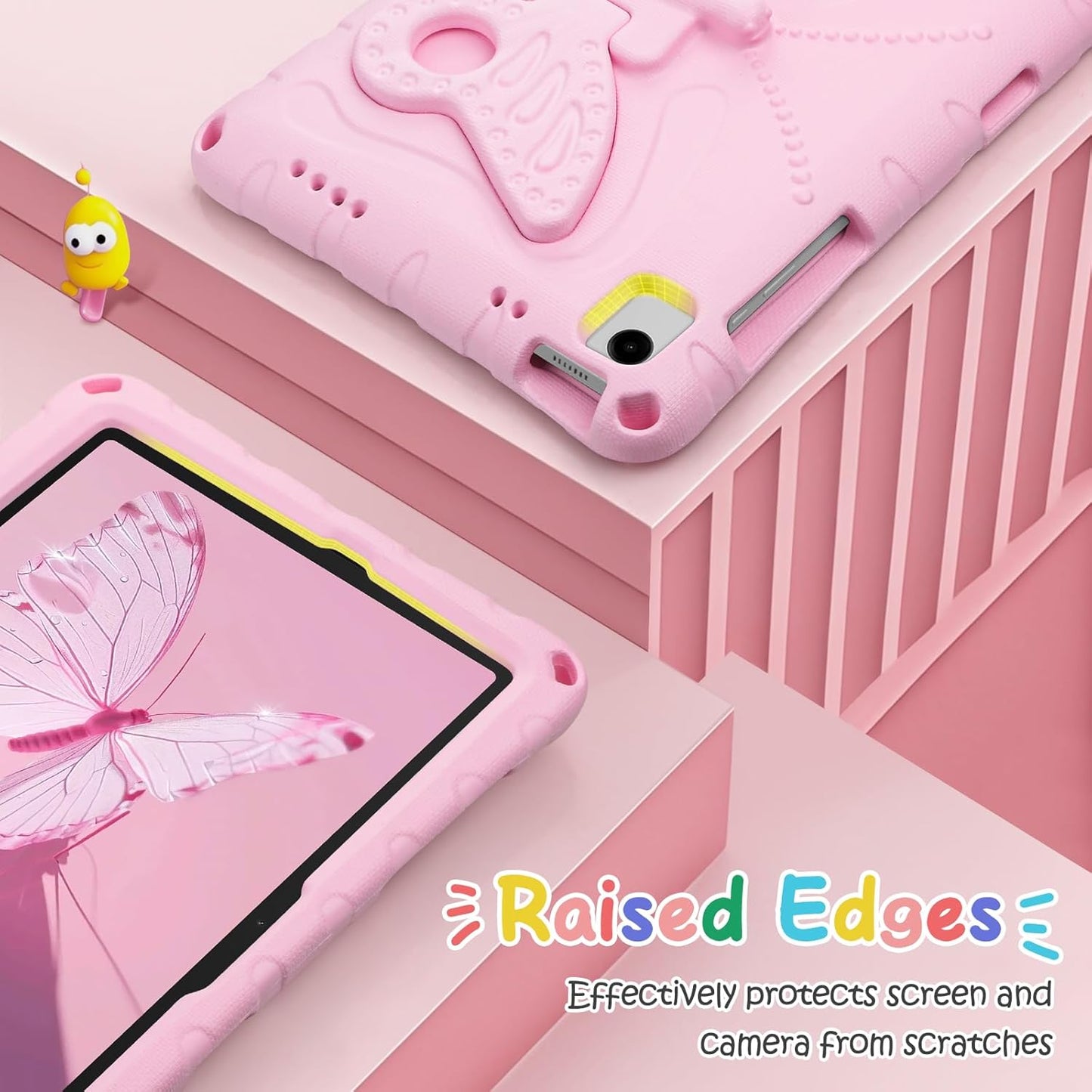 Husa pentru Samsung Galaxy Tab A9+ 11" (2023) – Protectie socuri, suport fluture si curea umar, roz