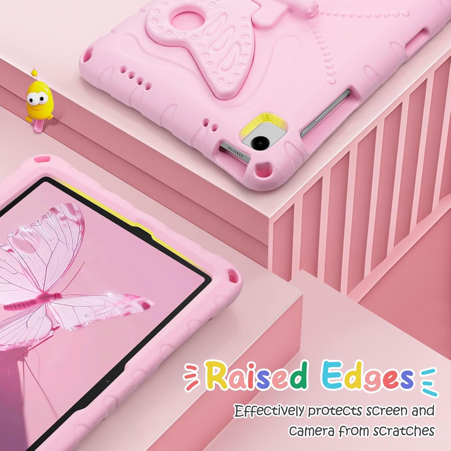 Husa pentru Samsung Galaxy Tab A9+ 11" (2023) – Protectie socuri, suport fluture si curea umar, roz